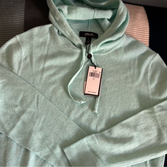 Ralph Lauren RLX Cashmere Light Blue/ Green Men's Sweater Hoodie - Picture 2 of 16